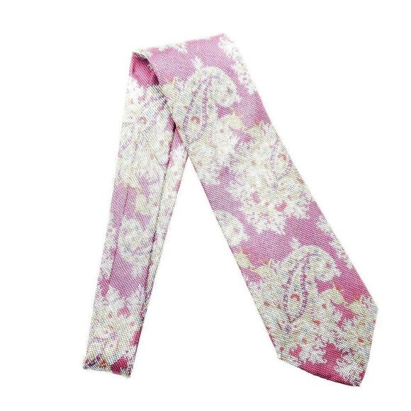 Oscar De La Renta Red‎ Silk Tie Paisley Geometric S - Picture 6 of 6